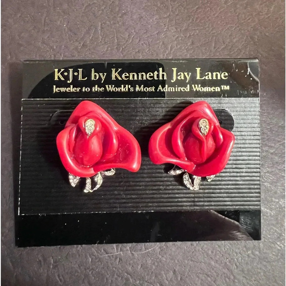 Kenneth Jay Lane Jewelry - Kenneth Jay Lane Vintage Rose Clip on Earrings